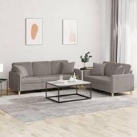 2-delige Loungeset met kussens stof taupe - thumbnail
