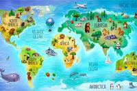 Fotobehang - Dieren rond de wereld III, Kinderkamer, premium print, inclusief behanglijm - thumbnail