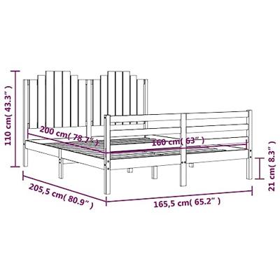 Bedframe met hoofdbord massief hout 160x200 cm