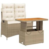 2-delige Tuinset met kussens poly rattan beige - thumbnail