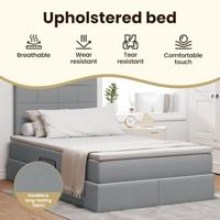 Opbergbed met LED met matras Lichtgrijs 120 x 190 cm Polyester - thumbnail