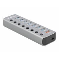Delock 63264 USB 3.2 Gen 1-hub 7 poorten Grijs - thumbnail