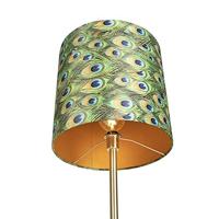 QAZQA Vloerlamp messing met pauw kap 40 cm - Simplo - thumbnail