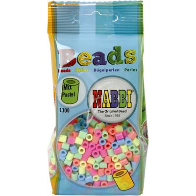 NABBI Strijkkralen, afm 5x5 mm, gatgrootte 2,5 mm, medium, pastelkleuren, 1100 div/ 1 doos