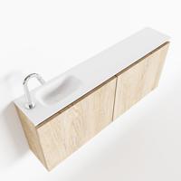 MONDIAZ TURE 120cm toiletmeubel washed oak. EDEN wastafel talc links 1 kraangat - thumbnail