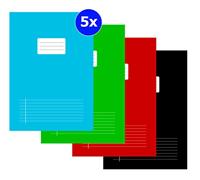 Schrift voor ft A4, gelijnd, 80 bladzijden, met voorlijn, geassorteerde kleuren, pak van 5 stuks - thumbnail
