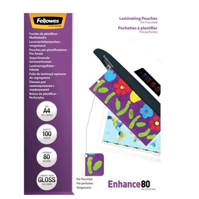 Fellowes lamineerhoes Enhance80 geperforeerd ft228 x 303 mm, 160 micron (2 x 80 micron), pak van 100 stuk