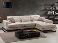 Hoekzetel FRIZBEE met longchair rechts beige stof - thumbnail