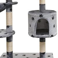 Kattenkrabpaal met sisal krabpalen 125 cm pootafdrukken grijs - thumbnail