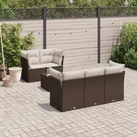 6-delige Loungeset met kussens poly rattan bruin - thumbnail