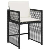 Tuinstoelen 4 st met kussens poly rattan zwart - thumbnail