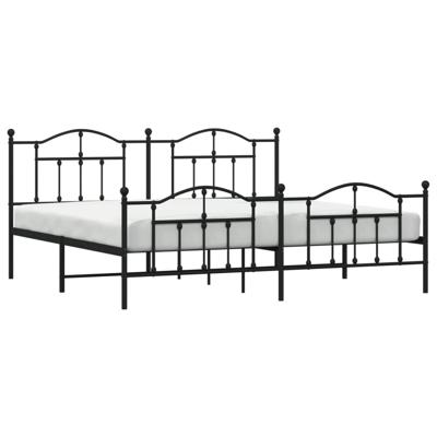 Bedframe met hoofd- en voeteneinde metaal zwart 200x200 cm