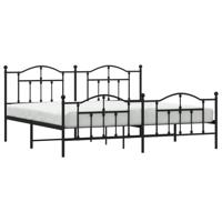 Bedframe met hoofd- en voeteneinde metaal zwart 200x200 cm - thumbnail