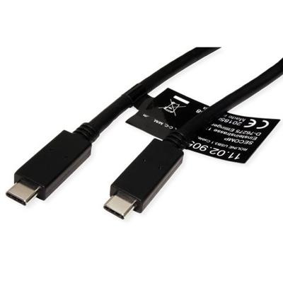ROLINE USB 3.2 Gen 2 kabel, met PD 20V5A, Emark, C-C, ST/ST, zwart, 2 m