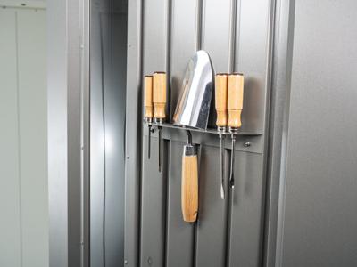 Metalen berging Neo - Enkele deur - Zilver - 2A (180 x 236 cm)- Plat dak- Metaal- Biohort