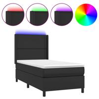 Boxspring met matras en LED kunstleer zwart 180x200 cm - thumbnail