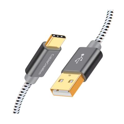 CableCreation 50 cm korte USB C-kabel, gevlochten USB-C oplaadkabel datakabel, 3A Type C snellaadkabel compatibel met MacBook, Galaxy S10/S9/S9 Plus/S8, Huawei P20/P30, enz., Grijs [56K Ohm-weerstand]