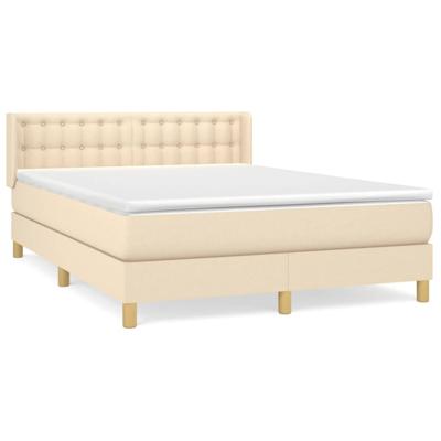 Boxspring met matras stof crèmekleurig 140x190 cm