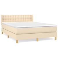 Boxspring met matras stof crèmekleurig 140x190 cm - thumbnail