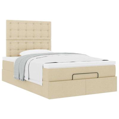Ottoman bed met matras 80x200cm stof crèmekleurig