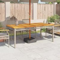 Tuintafel 180x90x75 cm poly rattan en acaciahout grijs - thumbnail