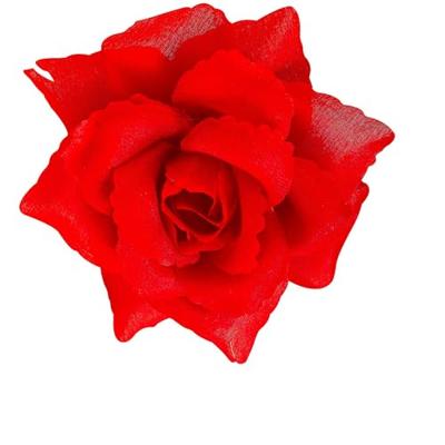 Haarclip met rode roos 10 cm