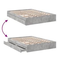 Bedframe met lades bewerkt hout betongrijs 150x200 cm - thumbnail