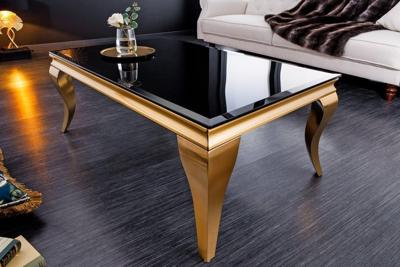 Elegante salontafel MODERN BAROK 100cm zwart opaalglas gouden poten - 42315