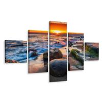 Schilderij - Zonsondergang boven de Zee, Premium Print - thumbnail