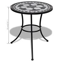 VidaXL Bistrotafel 60 cm mozaïek zwart en wit - thumbnail