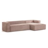 Kave Home Loungebank 'Blok' Rib, Rechts 330cm, kleur Roze - thumbnail