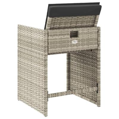 Tuinstoelen 4 st met kussens poly rattan lichtgrijs - thumbnail