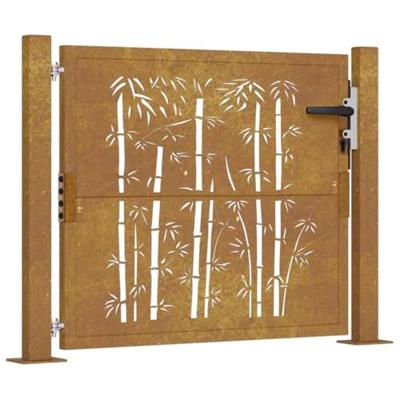 VidaXL Poort met bamboe-ontwerp 105x80 cm cortenstaal