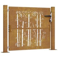 VidaXL Poort met bamboe-ontwerp 105x80 cm cortenstaal - thumbnail