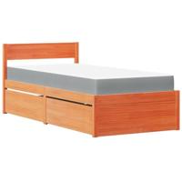 Bed met lades en matras massief grenenhout wasbruin 90x190 cm - thumbnail
