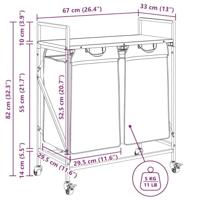 Wasmand 2 vakken met planken gerookt eikenkleurig - thumbnail