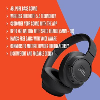 JBL TUNE 720BT bluetooth Over-ear hoofdtelefoon blauw - thumbnail
