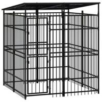 Hondenkennel met dak 3,69 m² staal - thumbnail