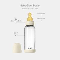 BIBS Glas Latex Medium Flow Babyfles 2+ Maanden Ivory - thumbnail