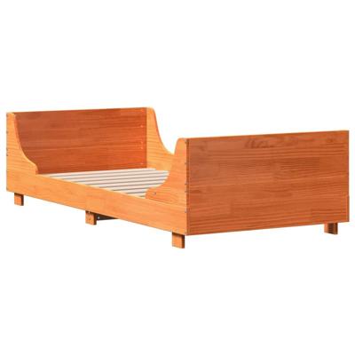 Bedframe zonder matras massief grenenhout wasbruin 75x190 cm