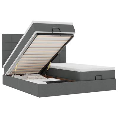 Ottoman bed met matrassen en LED's 160x200cm stof donkergrijs - thumbnail