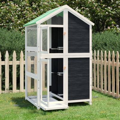 VidaXL Volière 97x81x152 cm massief grenenhout grijs VidaXL Volière 97x81x152 cm massief grenenhout grijs