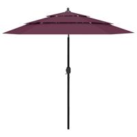 VidaXL Parasol 3-laags met aluminium paal 2,5 m bordeauxrood - thumbnail