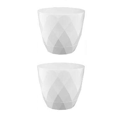 Bloempot VEGAS rond 14 cm Wit set van 2 stuks