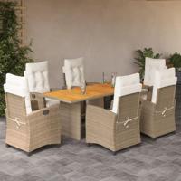 7-delige Tuinset met kussens poly rattan beige - thumbnail