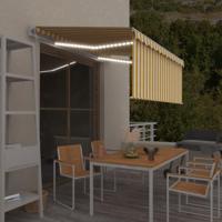 VidaXL Luifel automatisch met gordijn led windsensor 3x2,5 m geel wit - thumbnail