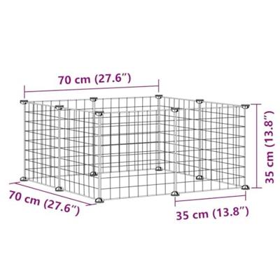 VidaXL Huisdierkooi met 8 panelen, zwart, 35x35 cm, staal - thumbnail