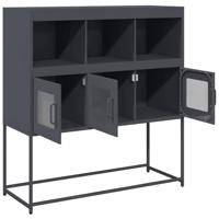 Dressoir 100,5x39x107 cm koudgewalst staal antracietkleurig - thumbnail