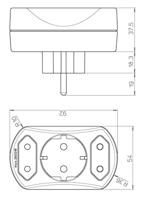 Kopp stekker enkel RA /2-voudig Euro IP20 250V artic wit - thumbnail