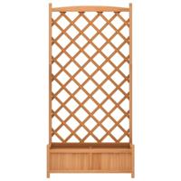 Plantenbak met latwerk massief vurenhout bruin - thumbnail